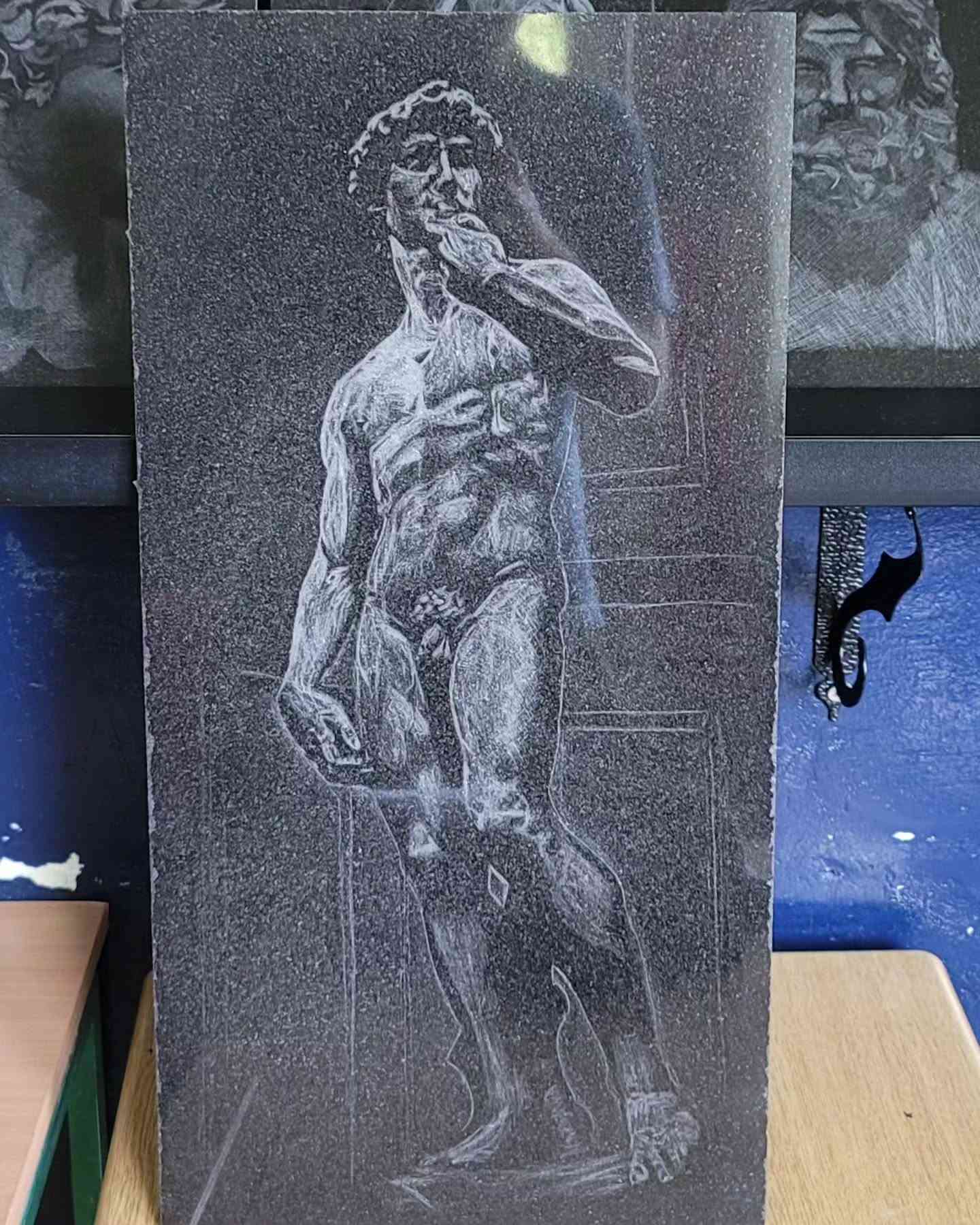 David Granite Engraving Large Format by Veljko Vuckovic